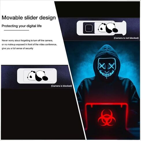Laptop Camera Cover Slide, Computer Camera Cover Slide Large Size Webcam Cover Slide for MacBook Pro Cute Pattern Design Protecting Privacy Security Ultrathin 3 Pack for Laptop Desktop PC (Black) in Kuwait