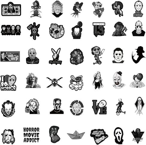100 قطعة من ملصقات الرعب ، ملصقات فيلم الرعب الفينيل للماء لأجهزة الكمبيوتر المحمول ، لوح التزلج ، قارورة المياه ، الكمبيوتر ، الهاتف (الرعب -100 قطعة) in Kuwait