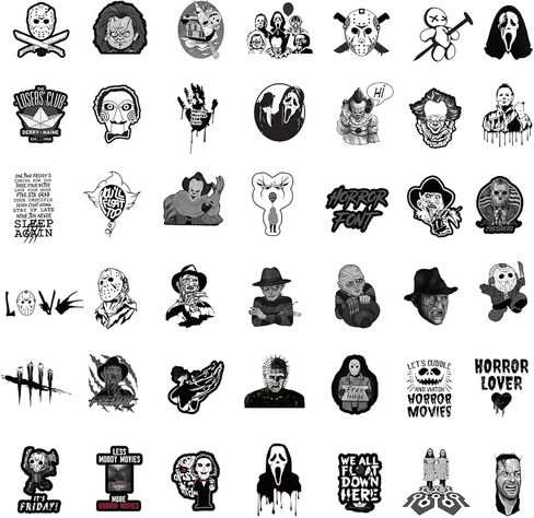 100 قطعة من ملصقات الرعب ، ملصقات فيلم الرعب الفينيل للماء لأجهزة الكمبيوتر المحمول ، لوح التزلج ، قارورة المياه ، الكمبيوتر ، الهاتف (الرعب -100 قطعة) in Kuwait