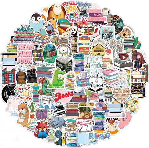 100 Pcs Book Stickers,Reading Stickers,Bookish,Book Stickers for Water Bottles,Bookish Items Stickers,Library Stickers,Book Accessories for Reading Lovers,Vinyl Waterproof Decals for Kids Teens in Kuwait