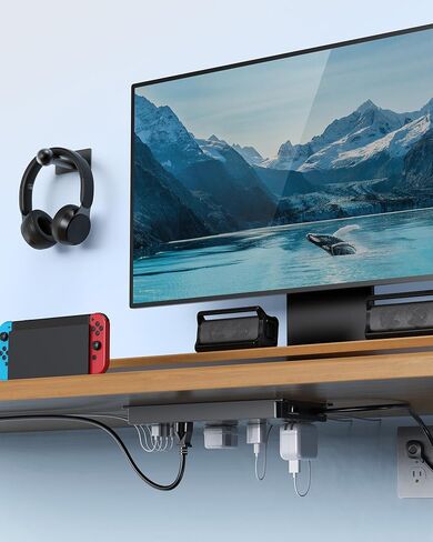 TROND Surge Protector Power Strip with USB C Ports, 5ft Extension Cord with Multiple Outlets, 22 AC Outlets and 4 USB Ports, 4000J, Flat Plug, Heavy Duty, Wall Mount, Under Desk, ETL Listed, Black in Kuwait