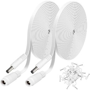 2 Pack DC Power Extension Cable 10ft 2.1mm x 5.5mm Compatible with 12V DC Adapter Cord for CCTV IP Camera, LED, Car, Black