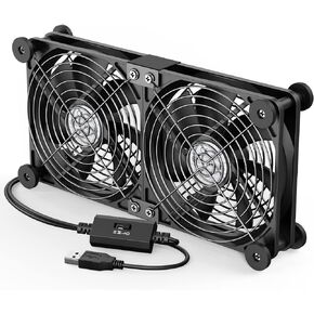 ELUTENG Dual AC USB Computer Fan 140mm USB Fans for Cooling 3 Speed Control | 12V Computer Fan with AC Plug for Laptop Receiver DVR PlayStation Xbox Desk Computer Cabinet Cooling in Saudi Arabia