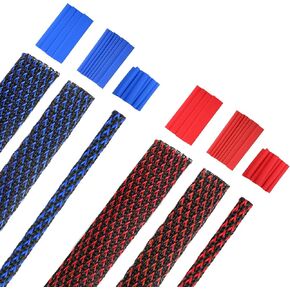 Xuniea 96ft Wire Loom Braided Cable 1/2, 1/4, 3/8 Inch,Black and Red | Wire Loom Braided Cable Sleeve Covers, with 127 Heat Shrink for Audio Video Cables, Protects from Pets, Flexible Organizer in Saudi Arabia