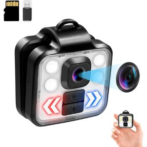 كاميرا TANGMI Mini Body، كاميرا فيديو محمولة 1080 بكسل للرياضات الخارجية، كاميرا لاسلكية يمكن ارتداؤها، 3 أوضاع LED مصباح أمامي، مصباح أمامي مقاوم للماء، كاميرا يرتديها الجسم مع طوابع زمنية للركوب والجري in Kuwait