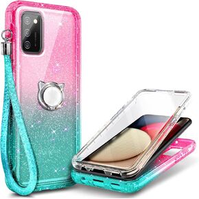 حافظة NGB Supremacy Galaxy A03S، حماية كاملة للجسم مع [واقي شاشة مدمج] حامل حلقة/حزام معصم، غطاء متين مقاوم للصدمات مناسب لهاتف Samsung Galaxy A03S (ياقوتي) in Kuwait