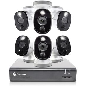 Swann Home DVR Security Camera System with 1TB HDD, 8 Channel 6 Camera, 1080p Video, Indoor or Outdoor Wired Surveillance CCTV, Color Night Vision, Heat Motion Detection, LED Lights, 845806 in Saudi Arabia
