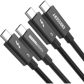 كابل Crossery Thunderbolt 3 لجهاز Mac بطول 1 متر يدعم الشحن 100 وات، ونقل البيانات بسرعة 40 جيجابت في الثانية USB C، من أجل Type-C Mac iMac MacBooks Pro Dell iPad Air 4 iPad Pro 2020 Pixel Hub Docking - عبوتان in Kuwait