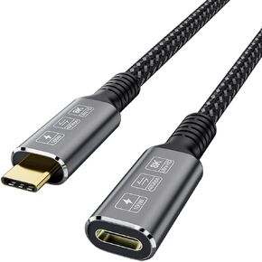 CABLEDECONN USB4 8K Cable 1.2M Thunderbolt 4 Compatible USB 4 Type-c Extension Cable Ultra HD 8K@60Hz 100W Charging 40Gbps Data Compatible with External SSD eGPU 1xBend 1x Straight