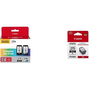 حزمة متعددة PG-275/CL-276 من Canon، متوافقة مع طابعات PIXMA TS3520 وTS3522 وTR4720 وخرطوشة حبر ملونة CL-276XL، متوافقة مع طابعات PIXMA TS3520 وTS3522 وTR4720