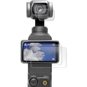 واقي شاشة من الزجاج المقوى وواقي كاميرا من تيربينك متوافق مع دي جيه اي اوسمو بوكيت 3 2023، زجاج مقسى بدرجة صلابة 9، حافة مقوسة 2.5 دي، الترا اتش دي، مقاوم لبصمات الاصابع، مضاد للخدش in Kuwait