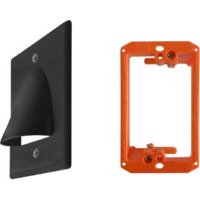BestMounts - 1 Pack In Wall Cable Management Kit - Recessed Wall Plate Cable Pass Through Pair with Single Gang Low Voltage Mounting Bracket - TV Cord Hider for Wall Mounted TV ETL Listed