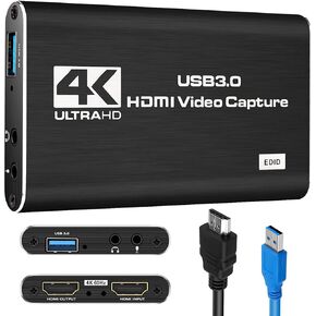Capture Card, 4K HDMI Audio Video Capture Card, USB 3.0 Capture Adapter 1080P 60FPS Video Recorder Device for Game Recording, Works for Nintendo Switch, Streaming Live,Support X-Box/OBS/Camera/PC in Saudi Arabia