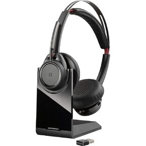 Plantronics - Voyager Focus UC with Charge Stand (Poly) - Bluetooth Dual-Ear (Stereo) Headset with Boom Mic - USB-A PC/Mac Compatible - Active Noise Canceling-Works with Teams (Certified), Zoom & more in Saudi Arabia
