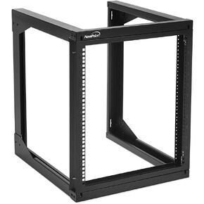 NavePoint 12U Server Rack with Swing Gate - 12U Wall Mount Rack for 19 Inch IT Equipment Open Frame Rack – Network Rack Wall Mount for AV & Server Equipment 24" Deep 12U Rack, Black