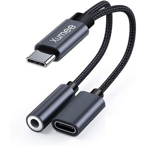 محول سماعة رأس وشاحن USB من النوع C إلى 3.5 ملم، ومقبس صوت 2 في 1 USB C إلى Aux Audio DAC عالي الدقة وسلك كابل دونجل للشحن السريع متوافق مع Pixel 4 3 XL وGalaxy S21 S20 S20+ Plus Note 20 (أسود)