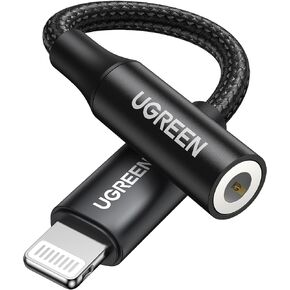 محول سماعة رأس UGREEN لجهاز iPhone Lightning إلى 3.5 ملم محول Apple MFi معتمد Lightning Aux Audio Jack Dongle متوافق مع iPhone 14 Pro Max/14 Plus/13 12 Pro Max/SE/11 Pro Max/XS، أسود in Kuwait