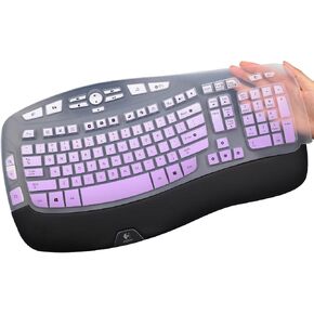 Keyboard Cover for Logitech K350 MK570 MK550 Wireless Wave Keyboard, Logitech MK570 MK550 Ergonomic Wave Keyboard, Ultra Thin Silicone Keyboard Skin, K350 K570 K550 Protective Accessories -Black in Saudi Arabia