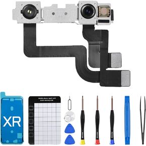 for iPhone XR Front Camera Replacement Repair Kit 7MP 6.1", iPhoneXR OEM Facing Lens Module Part Structured Light Receiver Transmitter Flex Cable Repair Fix Tools for A1984 A2105 A2106 A2108