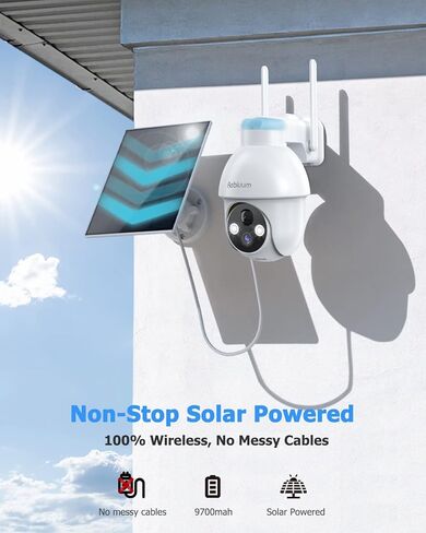 Rebluum Security Camera Wireless Outdoor, 2K Solar Security Camera,Battery Powered 360°PTZ Security Camera,Color Night Vision,PIR Motion Detection,2-Way Audio,Compatible with Alexa in Kuwait