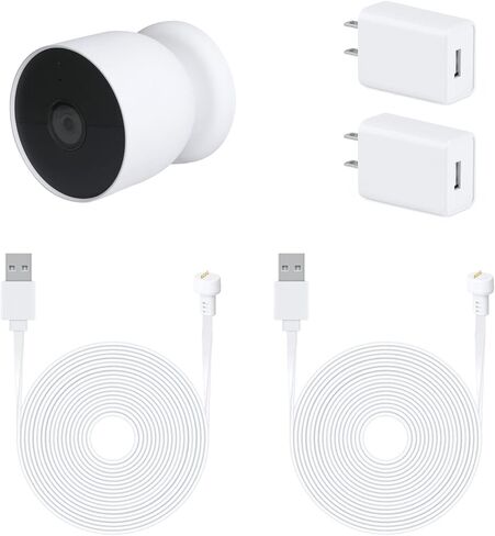 2Pack Power Adapter for Google Nest Cam (Battery), with 16.4Ft/5m Weatherproof Charging Cable Continuously Power Your Nest Cam (Battery) - Black in Kuwait