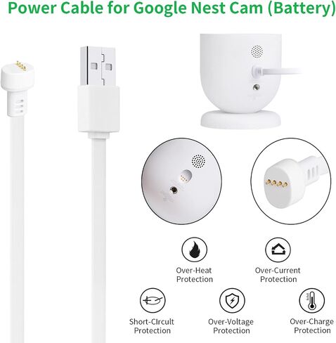 2Pack Power Adapter for Google Nest Cam (Battery), with 16.4Ft/5m Weatherproof Charging Cable Continuously Power Your Nest Cam (Battery) - Black in Kuwait