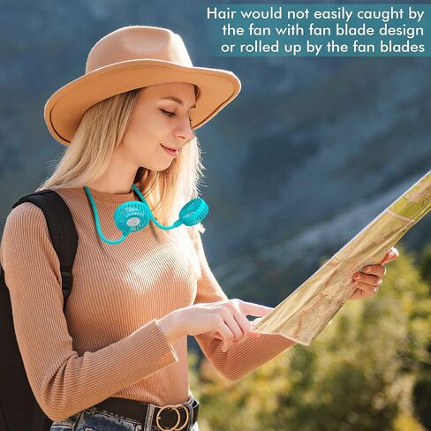 Portable Neck Fan, 2600mAh Battery Operated Ultra Quiet Hands Free USB Fan with 3 Speeds, Strong Wind, 360° Adjustable High Flexibility Wearable Personal Fan for Home Office Outdoor Travel (White) in Kuwait