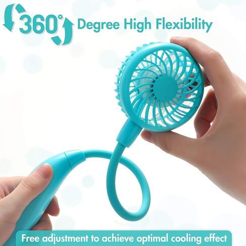Portable Neck Fan, 2600mAh Battery Operated Ultra Quiet Hands Free USB Fan with 3 Speeds, Strong Wind, 360° Adjustable High Flexibility Wearable Personal Fan for Home Office Outdoor Travel (White) in Kuwait