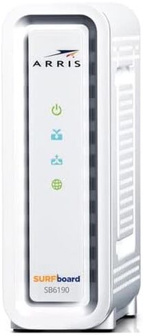 مودم كابل ARRIS Surfboard SB6190 32x8 DOCSIS 3.0 مع سرعة تنزيل 1.4 جيجابت في الثانية وسرعة تحميل 262، أبيض (تغليف غير للبيع بالتجزئة) (متجدد) in Saudi Arabia