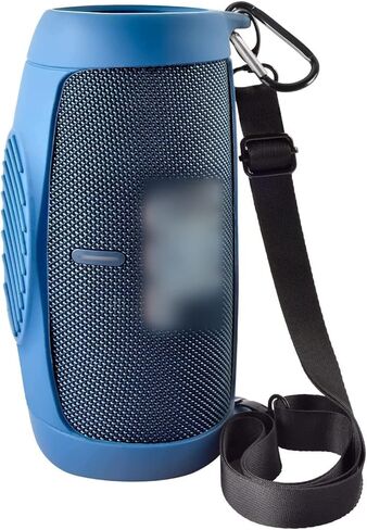 غطاء حافظة من السيليكون لمكبر صوت بلوتوث محمول مقاوم للماء JBL Charge 5، حقيبة سفر واقية من المطاط الناعم مع حزام وحلقة تسلق (أزرق) in Kuwait