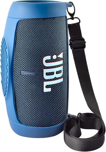 غطاء حافظة من السيليكون لمكبر صوت بلوتوث محمول مقاوم للماء JBL Charge 5، حقيبة سفر واقية من المطاط الناعم مع حزام وحلقة تسلق (أزرق) in Kuwait