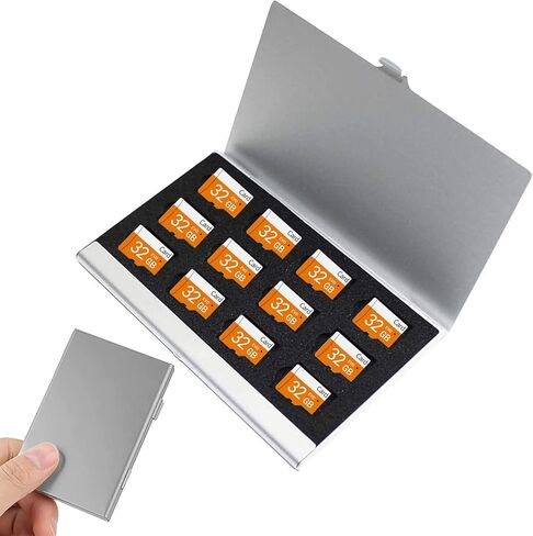 12 Slots Micro SD Card Holder, TF Card Case,Ultrathin Mini Aluminum Waterproof Memory Card Carrying Case,Rustproof Memory Card Protector Cover Storage for Micro SD/Micro SDHC/TF Cards (Black Color) in Saudi Arabia