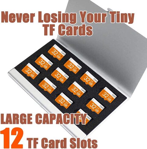 12 Slots Micro SD Card Holder, TF Card Case,Ultrathin Mini Aluminum Waterproof Memory Card Carrying Case,Rustproof Memory Card Protector Cover Storage for Micro SD/Micro SDHC/TF Cards (Black Color) in Saudi Arabia