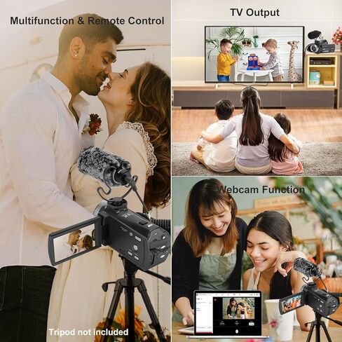 كاميرا فيديو ORDRO V12 1080P، مسجل كاميرا مع تكبير رقمي 16X ورؤية ليلية، كاميرا فيديو رقمية لليوتيوب، مسجل كاميرا فيديو عالي الدقة 1080P 30MP مع ميكروفون، بطاقة SD 16 جيجا، جهاز تحكم عن بعد in Kuwait
