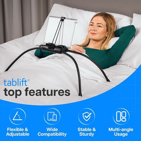 MaxPro Universal Tablet and Phone Stand for Bed — Patented Hands-Free Holder with Flexible Gooseneck Legs, 5 Viewing Angles, Fits Any iPad, Tablet, or Phone with or Without Case in Kuwait