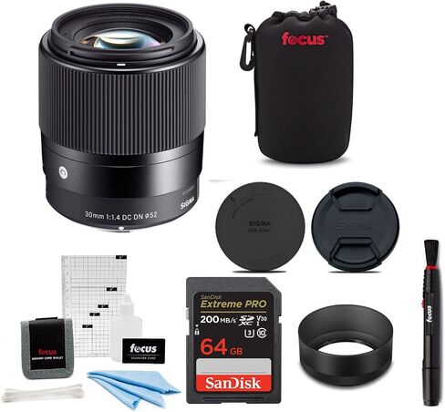 Sigma 30mm f/1.4 DC DN Contemporary Prime Lens for Sony E-Mount w/ 64GB Extreme PRO Bundle in Saudi Arabia
