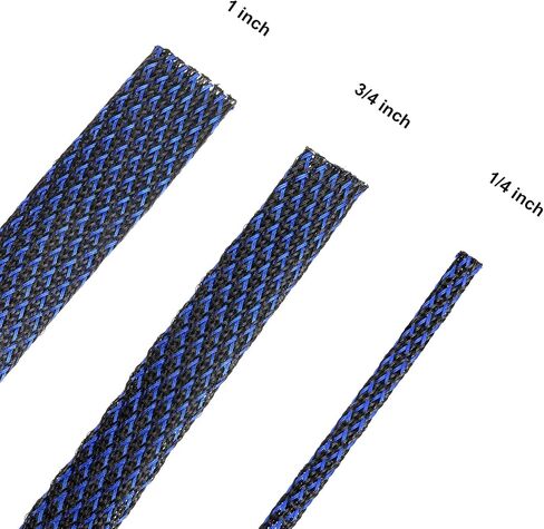 50ft PET Expandable Braided Cable Sleeve, Wire Loom Wire Braid Sleeving with 127 Pieces Shrink Tube for Audio Video and Other Home Device Cable Automotive Wire (Black, 1/2 Inch, 1/4 Inch, 3/8 Inch) in Saudi Arabia