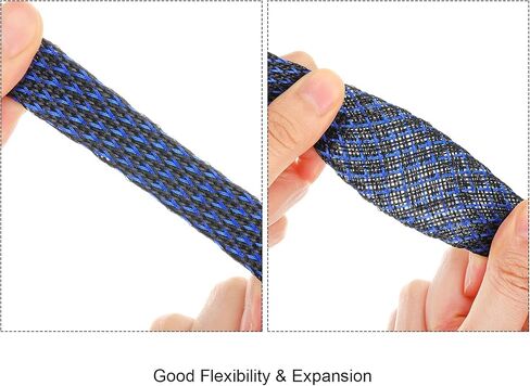 50ft PET Expandable Braided Cable Sleeve, Wire Loom Wire Braid Sleeving with 127 Pieces Shrink Tube for Audio Video and Other Home Device Cable Automotive Wire (Black, 1/2 Inch, 1/4 Inch, 3/8 Inch) in Saudi Arabia