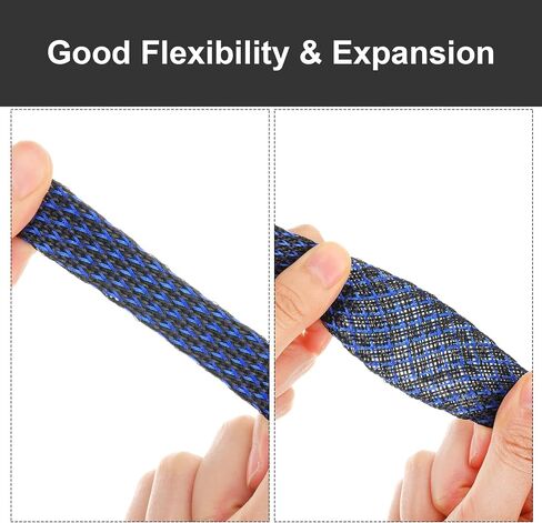 Xuniea 96ft Wire Loom Braided Cable 1/2, 1/4, 3/8 Inch,Black and Red | Wire Loom Braided Cable Sleeve Covers, with 127 Heat Shrink for Audio Video Cables, Protects from Pets, Flexible Organizer in Kuwait