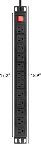 BTU Power Strip Surge Protector Rack-Mount PDU, 12-Outlet Power Strip with Switch, Metal Mountable Heavy Duty for Server Racks, Garage, Shop Workbench, Industrial Commercial Use (Black 6FT) in Kuwait