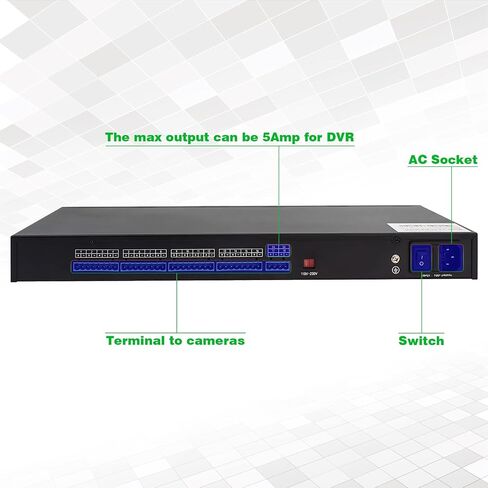 DC 16 Channel VBR CCTV 12V 20A Distributed Power Supply Rack Mount, PTC Reset Fuse,（UPS） Uninterruptible Power Supply System Function，Adjustable Output Voltage，for Security Cameras, DVR，NVR in Kuwait