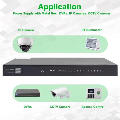 DC 16 Channel VBR CCTV 12V 20A Distributed Power Supply Rack Mount, PTC Reset Fuse,（UPS） Uninterruptible Power Supply System Function，Adjustable Output Voltage，for Security Cameras, DVR，NVR in Kuwait