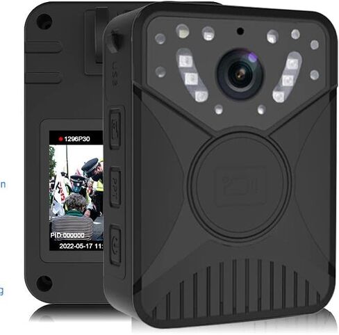 كاميرا Yingshiwei كاميرا الجسم لمدة 10 ساعات للرؤية الليلية للبطارية، مقاومة للماء، كاميرا الجسم مع تسجيل صوتي يمكن ارتداؤها 128 جيجا 2.0 بوصة LCD للرؤية الليلية بالأشعة تحت الحمراء in Kuwait