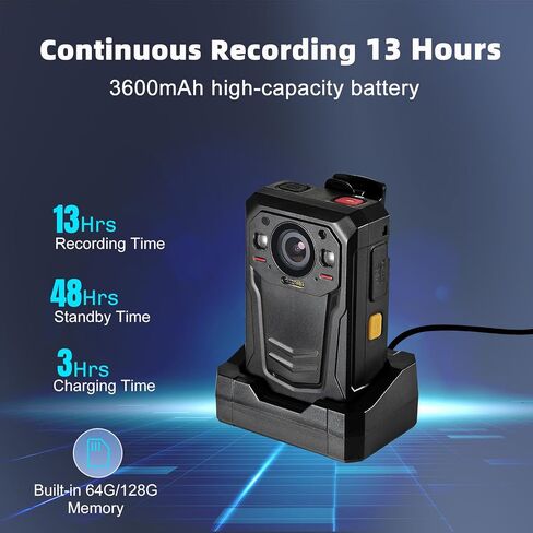 1512P HD Body Camera with Electronic Image Stabilization,13H Record Time, Built-in 3600mAH Battery, Police Body Camera with Audio Record, Night Vision for Law Enforcement(64G) in Saudi Arabia