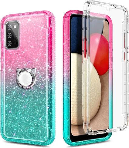 حافظة NGB Supremacy Galaxy A03S، حماية كاملة للجسم مع [واقي شاشة مدمج] حامل حلقة/حزام معصم، غطاء متين مقاوم للصدمات مناسب لهاتف Samsung Galaxy A03S (ياقوتي) in Kuwait