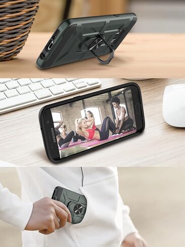 حافظة Galaxy S7 Edge، حافظة S7 Edge مع [واقي شاشة ناعم 3X HD]، مسند حلقي مدمج وحامل مغناطيسي للسيارة مقاوم للصدمات والسقوط، حافظة متينة من الدرجة العسكرية لهاتف Galaxy S7 Edge-أخضر نعناعي in Kuwait