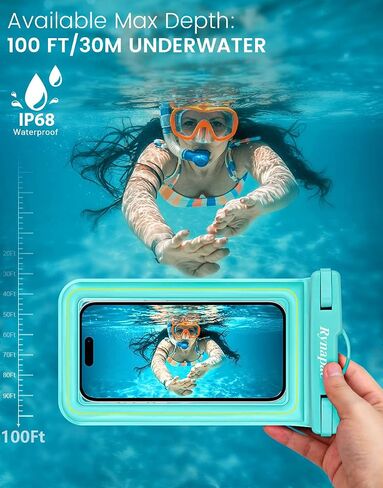 جراب / حافظة هاتف مقاومة للماء IP68، حافظة هاتف عائمة مقاومة للماء لهاتف iPhone 14 13 12 11 Pro Max XS Plus Samsung Galaxy الهاتف المحمول، حافظة iPhone عائمة لقضاء عطلة الشاطئ - عبوتان in Kuwait