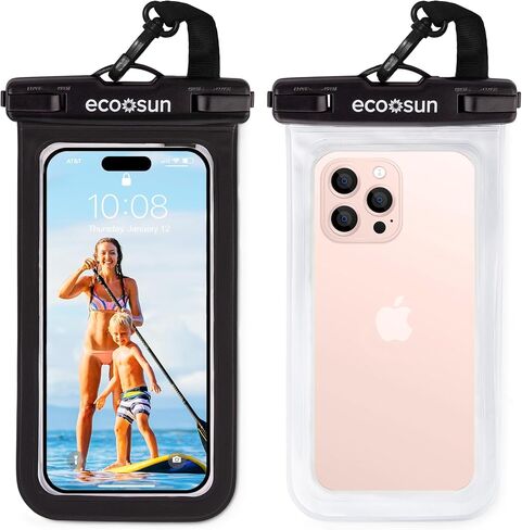 Eco Sun Waterproof Phone Pouch (2-Pack) — Designed in Hawaii — Case Fits All iPhones (incl. 17 Pro Max), Samsung Galaxy S24 & More (Black/Blue) in Kuwait