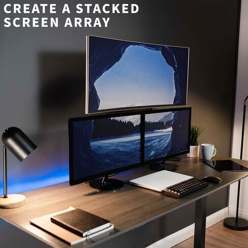 VIVO Single Monitor Desk Mount, Extra Tall Fully Adjustable Stand for 1 LCD Screen up to 32 inches, Ultra Wide Screens up to 38 inches, 22 lbs Capacity, White, STAND-V001TW in Saudi Arabia
