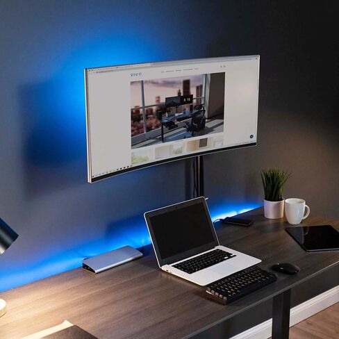 VIVO Single Monitor Desk Mount, Extra Tall Fully Adjustable Stand for 1 LCD Screen up to 32 inches, Ultra Wide Screens up to 38 inches, 22 lbs Capacity, White, STAND-V001TW in Saudi Arabia